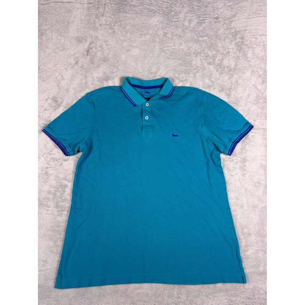 Harmont & Blaine Dachshund Logo Polo Mens XL Blue Short Sleeve Embroidered
